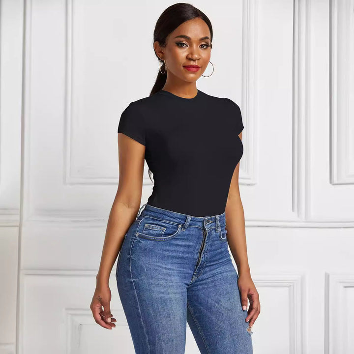 Damen figurbetonter Kurzarm-Bodysuit Drune