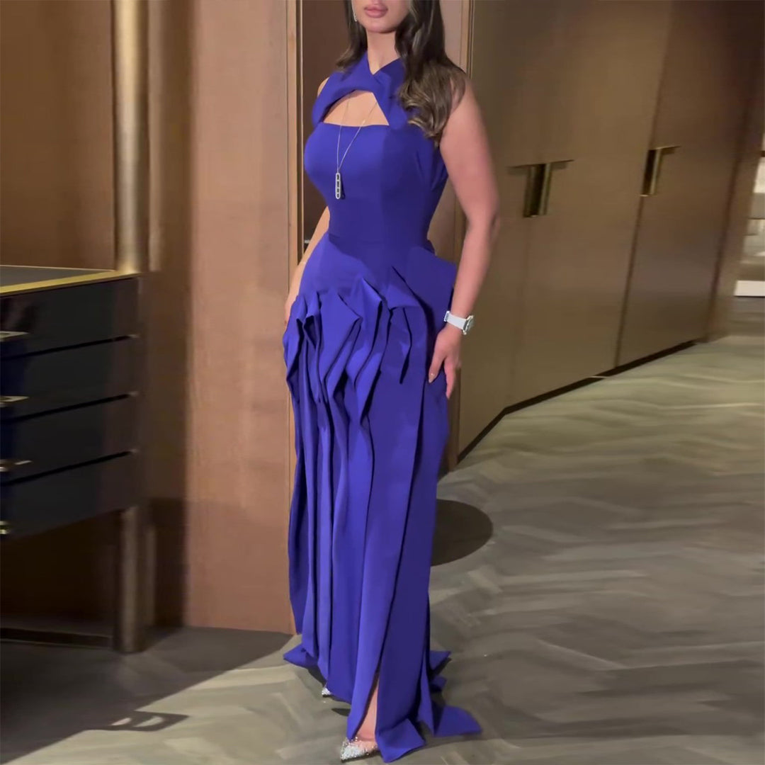 Damen Maxikleid mit außergewöhnlichem Cut-Out und voluminösen Drapierungen Drune