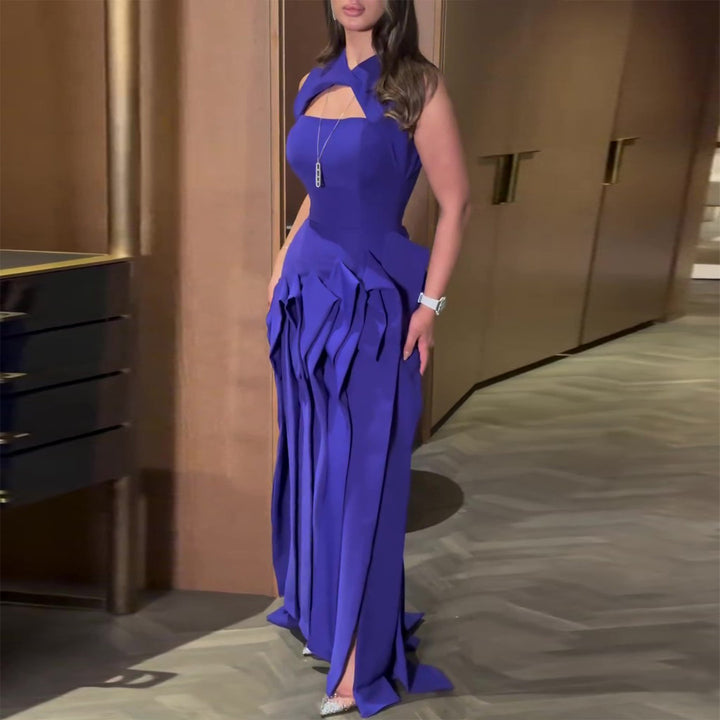 Damen Maxikleid mit außergewöhnlichem Cut-Out und voluminösen Drapierungen Drune