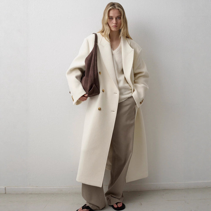 Damen Langer Oversized-Mantel mit doppelter Knopfreihe Drune