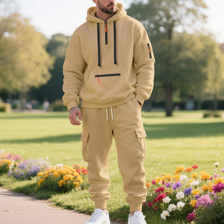 Herren sportliches Hoodie und Bundhose Set mit praktischen Taschen Drune