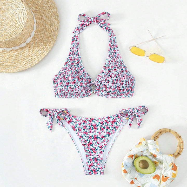 Damen Triangel-Bikini-Set mit verspielten Rüschendetails Drune