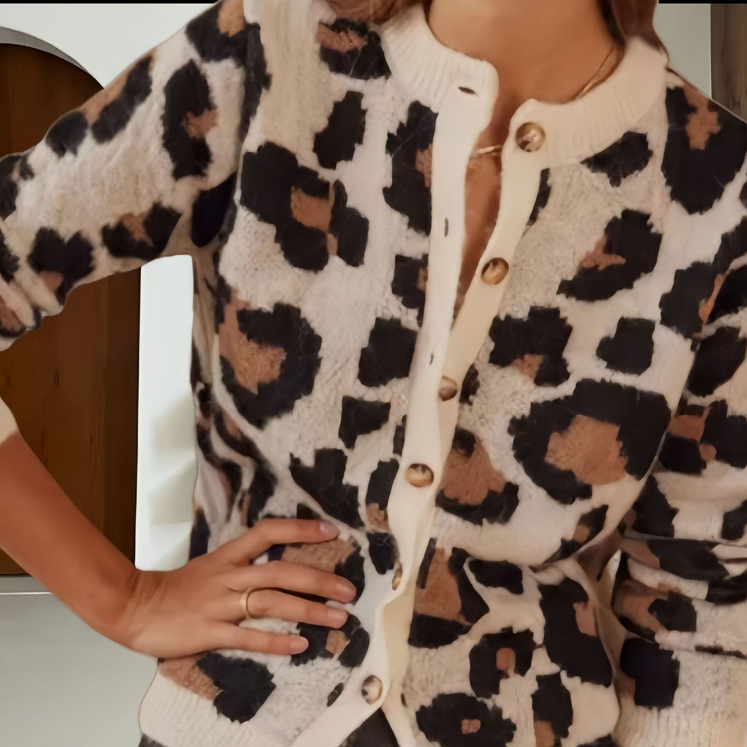 Damen Modische Jacke mit Tiermuster und gestreiften Ärmeln Drune