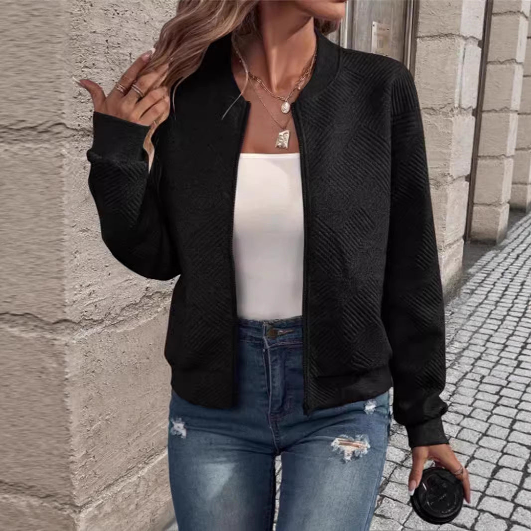 Damen Casual Fleece-Jacke mit strukturierter Oberfläche Drune