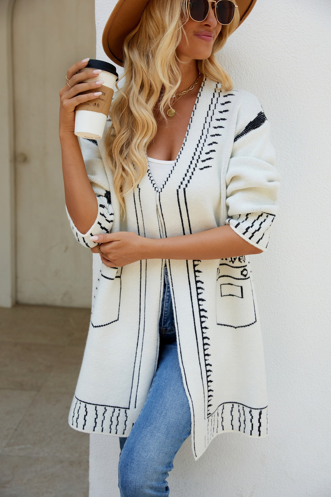 Damen Strickjacke mit einzigartigem Muster und lässigem Schnitt Drune