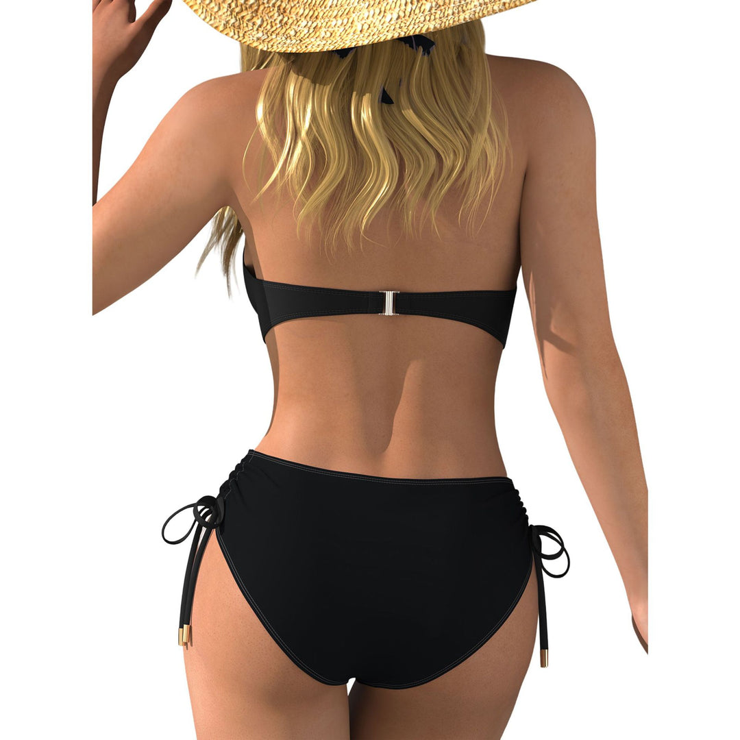 Damen Bikini-Set mit tiefem V-Ausschnitt und regulierbarem Seitenband Drune