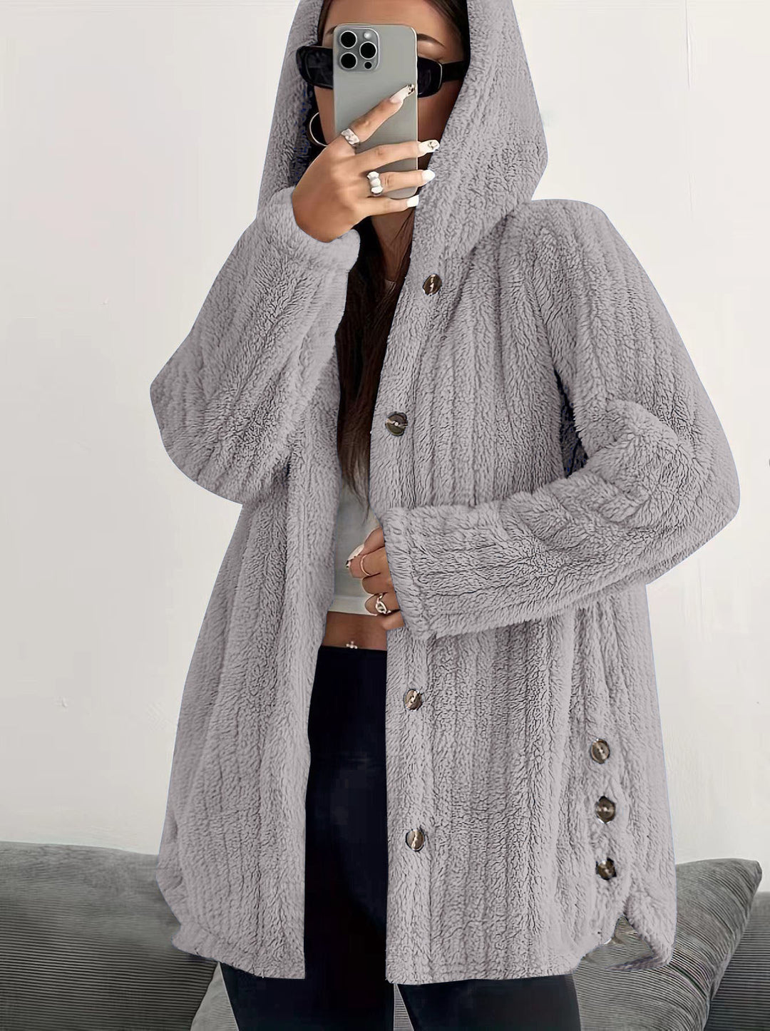 Damen kuschelige Fleecejacke Drune