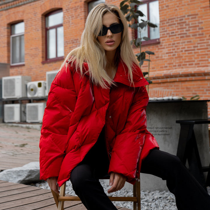 Damen gepolsterte Steppjacke mit hohem Kragen und praktischen Taschen Drune