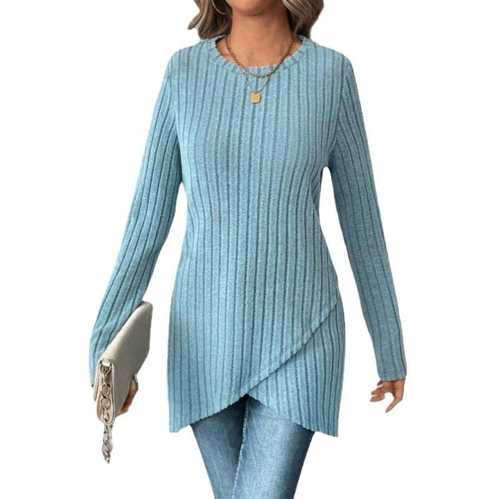 Damen Langärmliges Tunika-Shirt mit raffiniertem Wickeldesign Drune