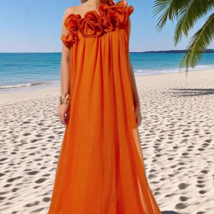 Damen Maxikleid mit innovativem Rüschendesign Drune
