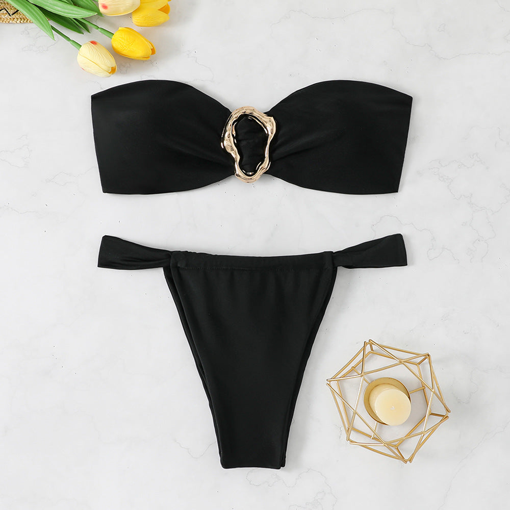 Damen Bandeau-Bikini mit hochwertigem Schnallen-Detail Drune
