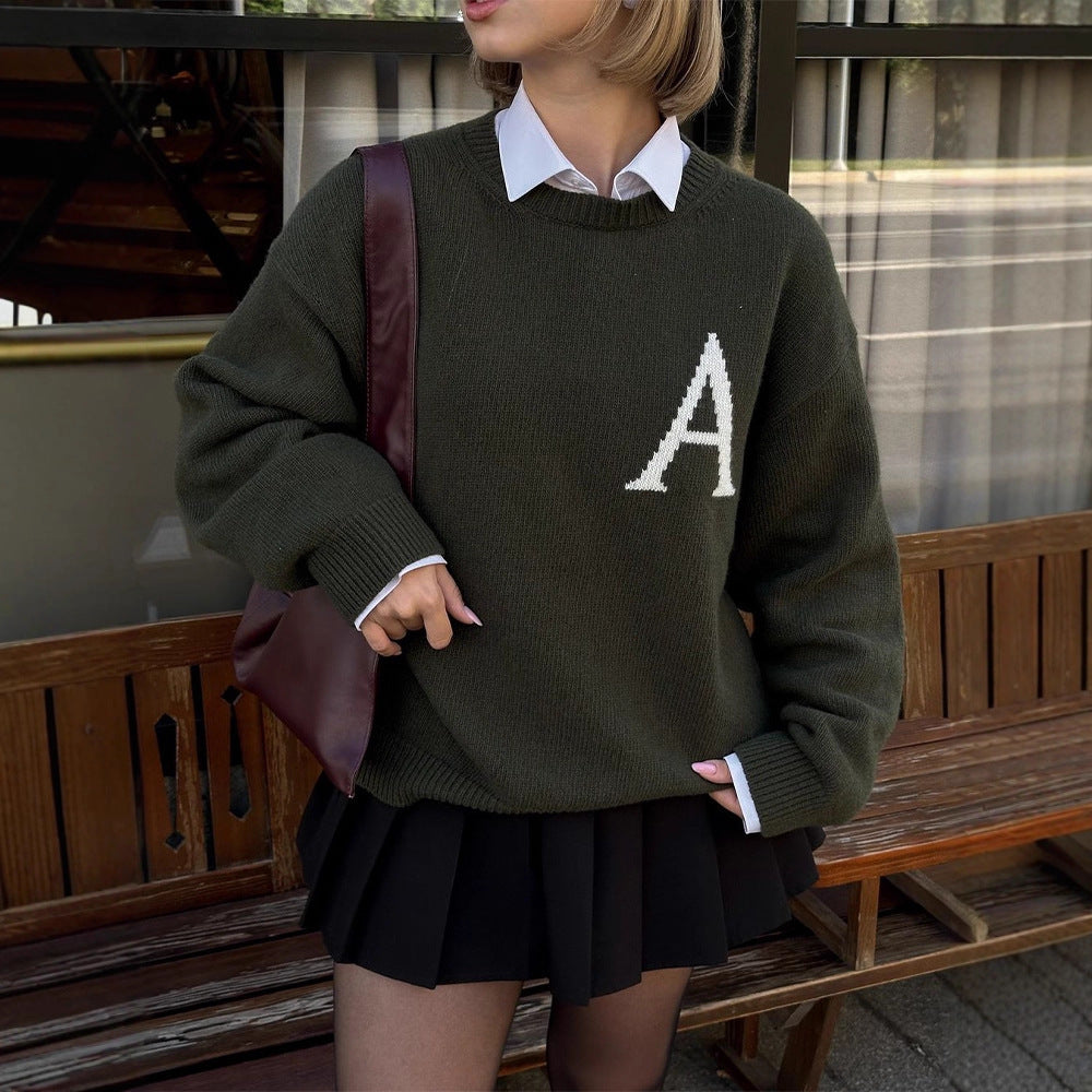 Damen lässiger Pullover mit einzigartigem Monogramm Drune