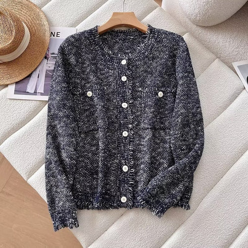 Damen modische Strickjacke mit Knopfleiste und praktischen Taschen Drune