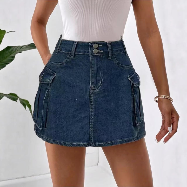 Damen Denim-Minirock mit aufgesetzten Taschen und modernen Details Drune
