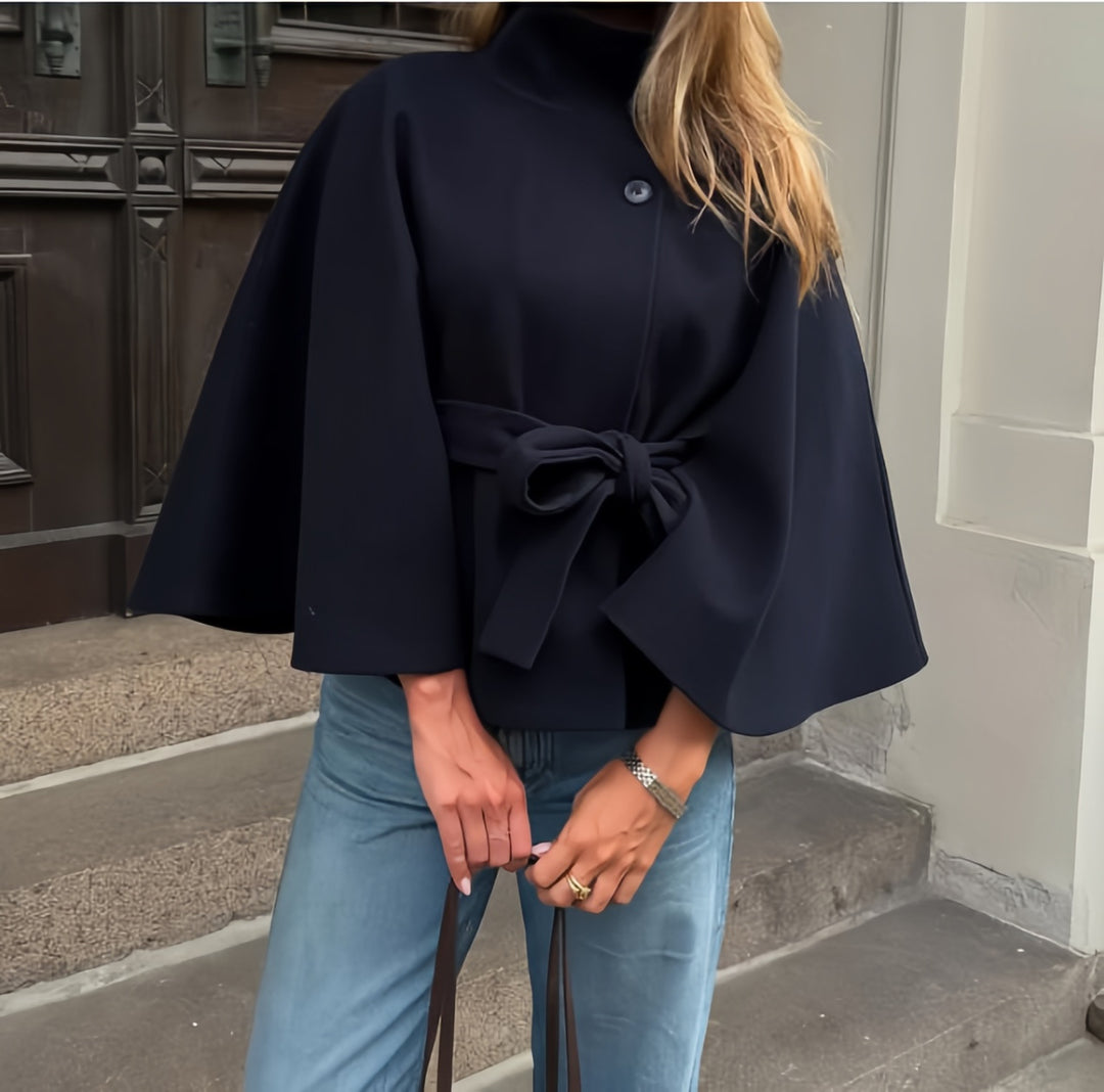 Damen elegante Überwurfjacke mit modernem Knopfdetail Drune
