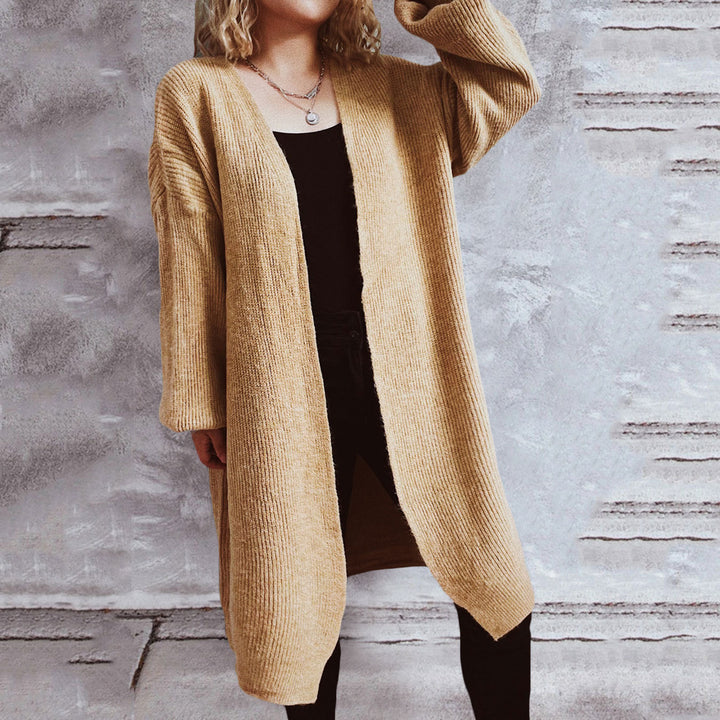 Damen lässiger Strickcardigan mit lässigen Oversize-Ärmeln und offenem Schnitt Drune