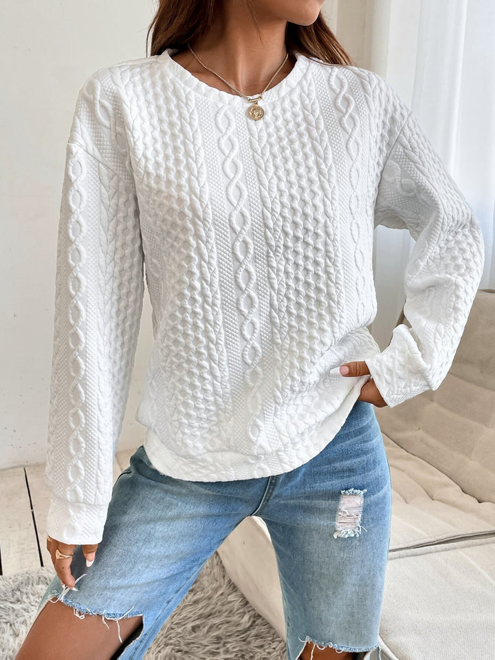 Damen Strickpullover mit strukturierter Oberflächentextur und elegantem Rundhalsausschnitt Drune