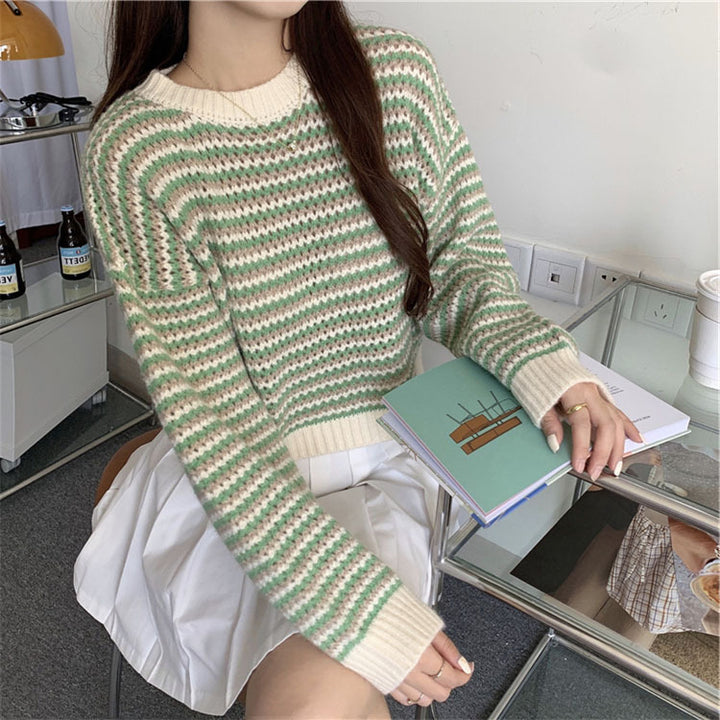 Damen modischer Strickpullover mit Wellenmuster und oversized Schnitt Drune