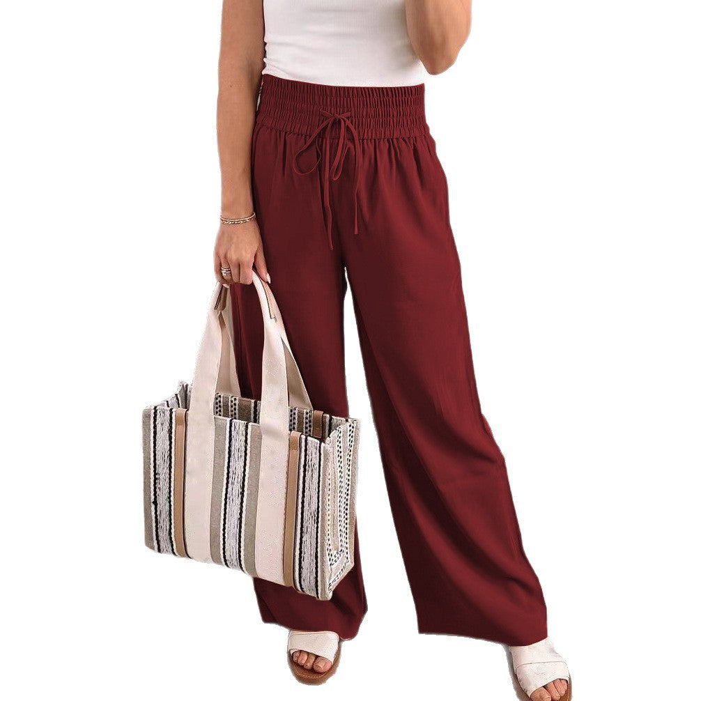 Damen weite Hochbundhose mit elastischem Taillenband und praktischen Taschen Drune