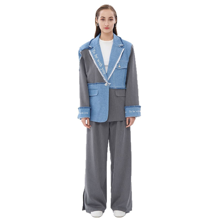 Damen Modischer Blazer mit lässigen Denim-Akzenten und eleganten Details Drune