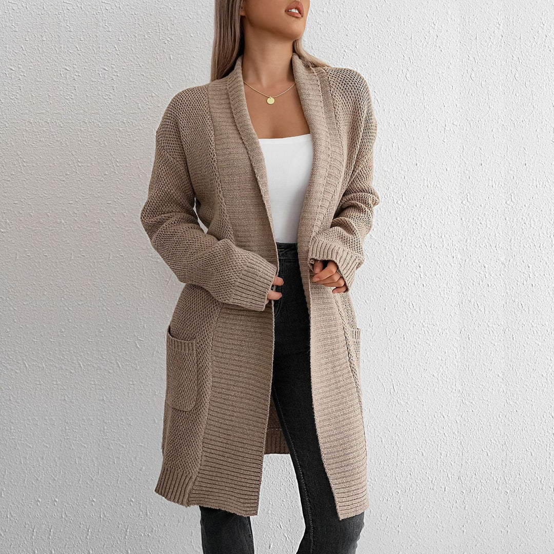 Damen Grobstrickcardigan mit offenem Schnitt und feiner Textur Drune