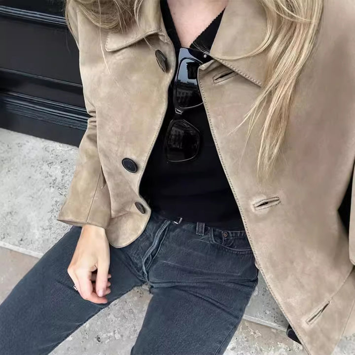 Damen Kunstleder Jacke mit strukturiertem Design Drune