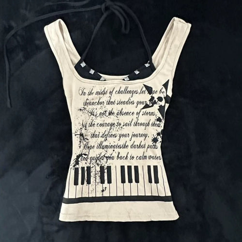 Damen musikalisches Graphic-Tanktop mit einzigartigem Schnitt Drune
