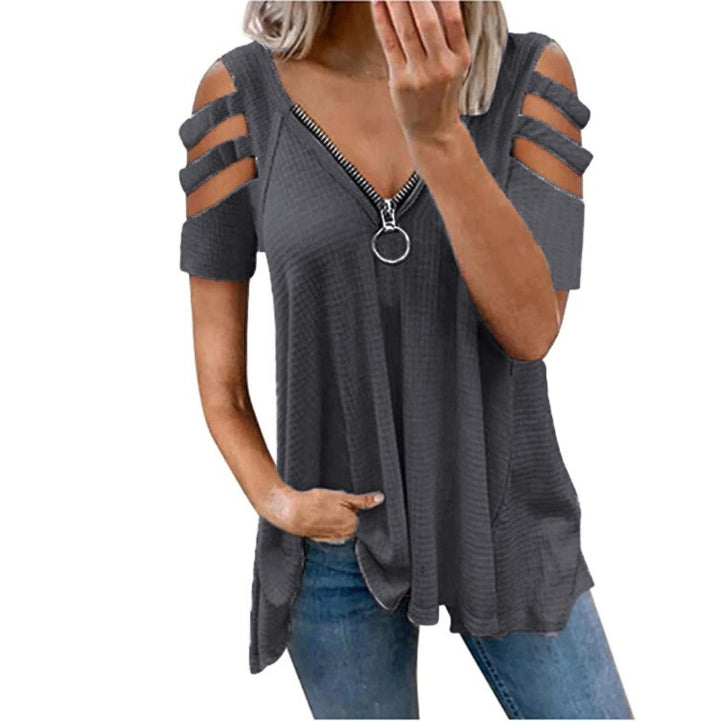 Damen Strickpullover mit modischen Cut-Out-Ärmeln Drune