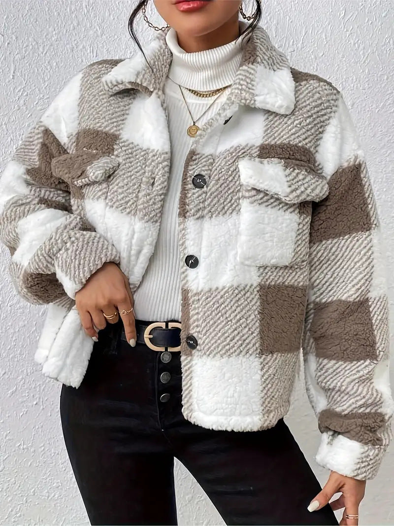Damen Kuschelige Karojacke Drune