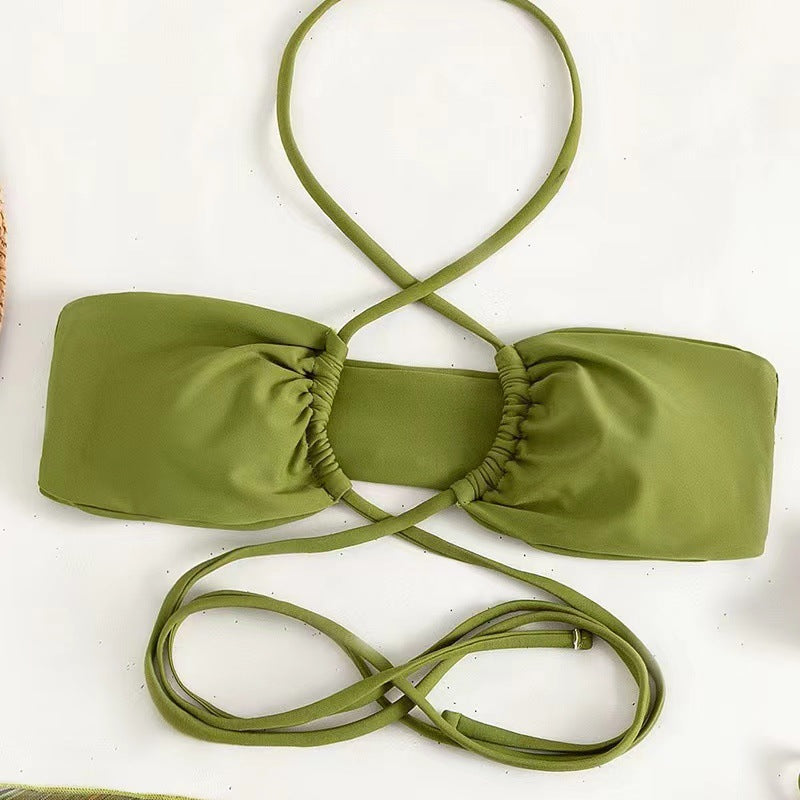 Damen Bikini-Set mit raffiniertem Wickeldesign und dekorativem Oberteil Drune