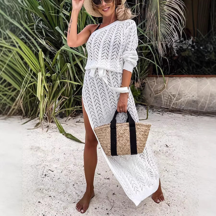 Damen Sommerliches Maxi-Kleid mit asymmetrischem Schnitt und lässigem Bindegürtel Drune