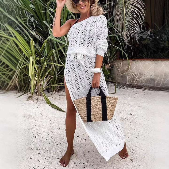 Damen Sommerliches Maxi-Kleid mit asymmetrischem Schnitt und lässigem Bindegürtel Drune