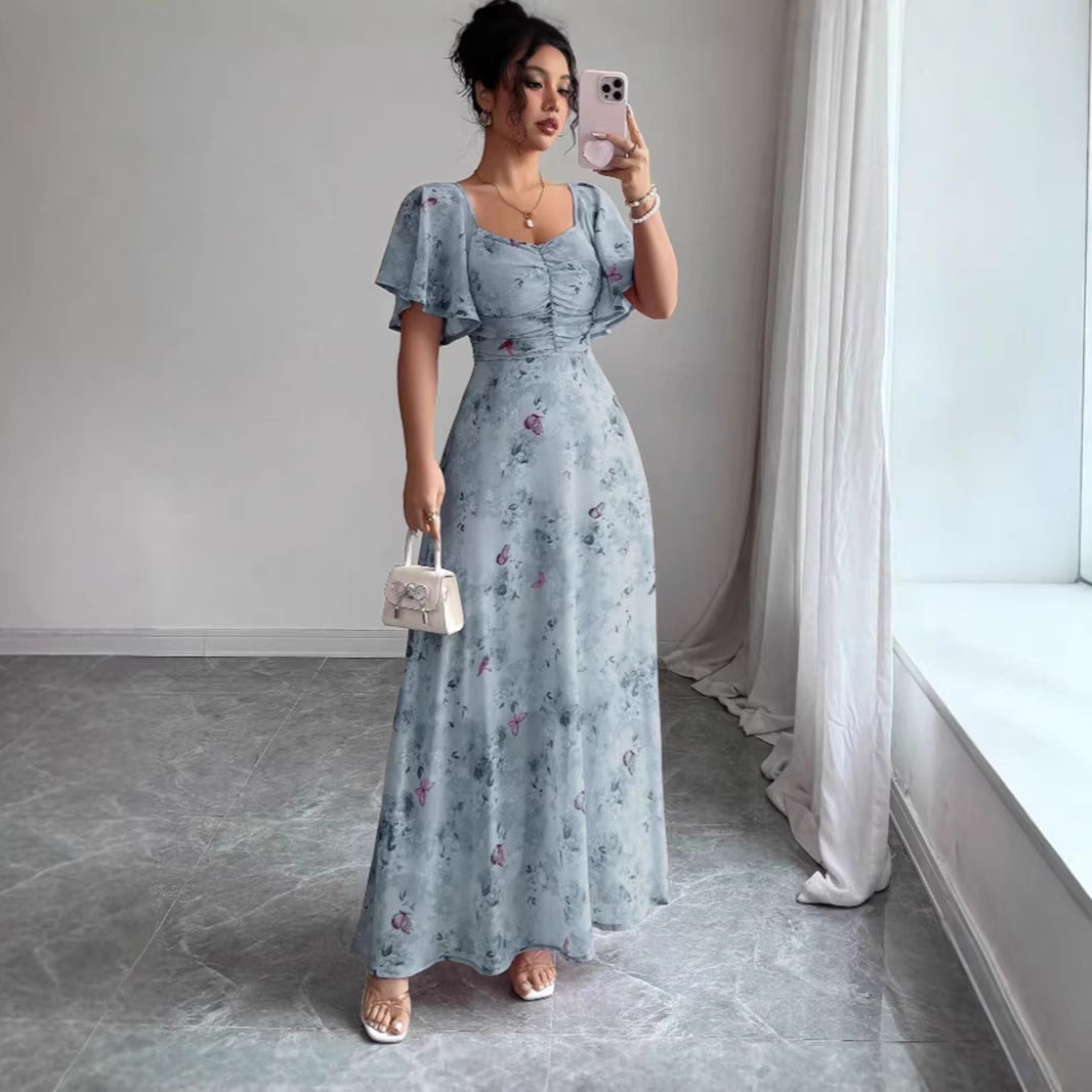 Damen Maxikleid mit fließendem Schnitt und romantischem Blumenmuster Drune