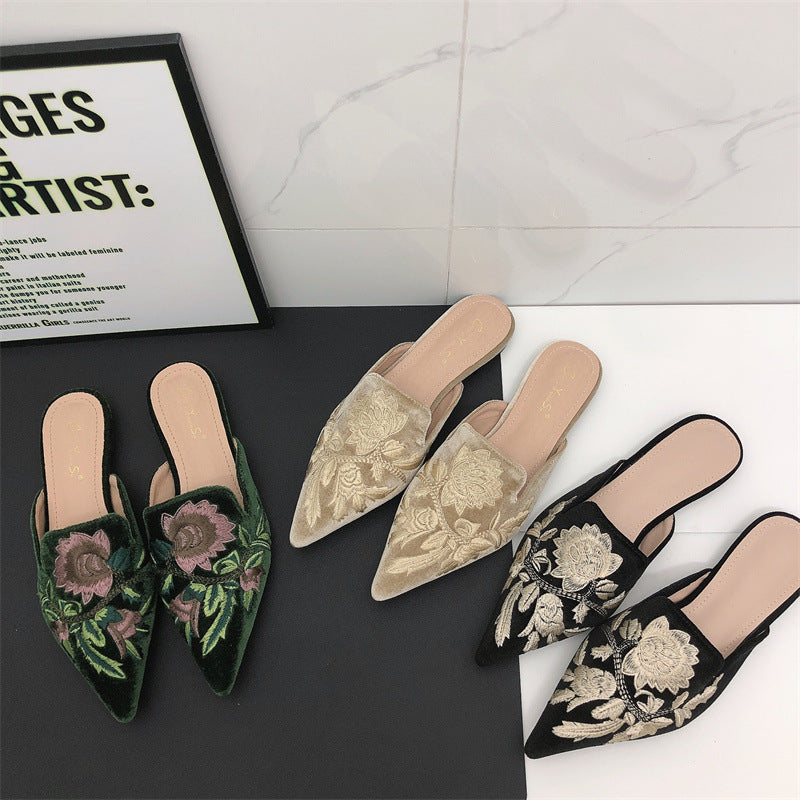 Damen Mules mit luxuriösen Stickereien und elegantem Spitzendesign Drune