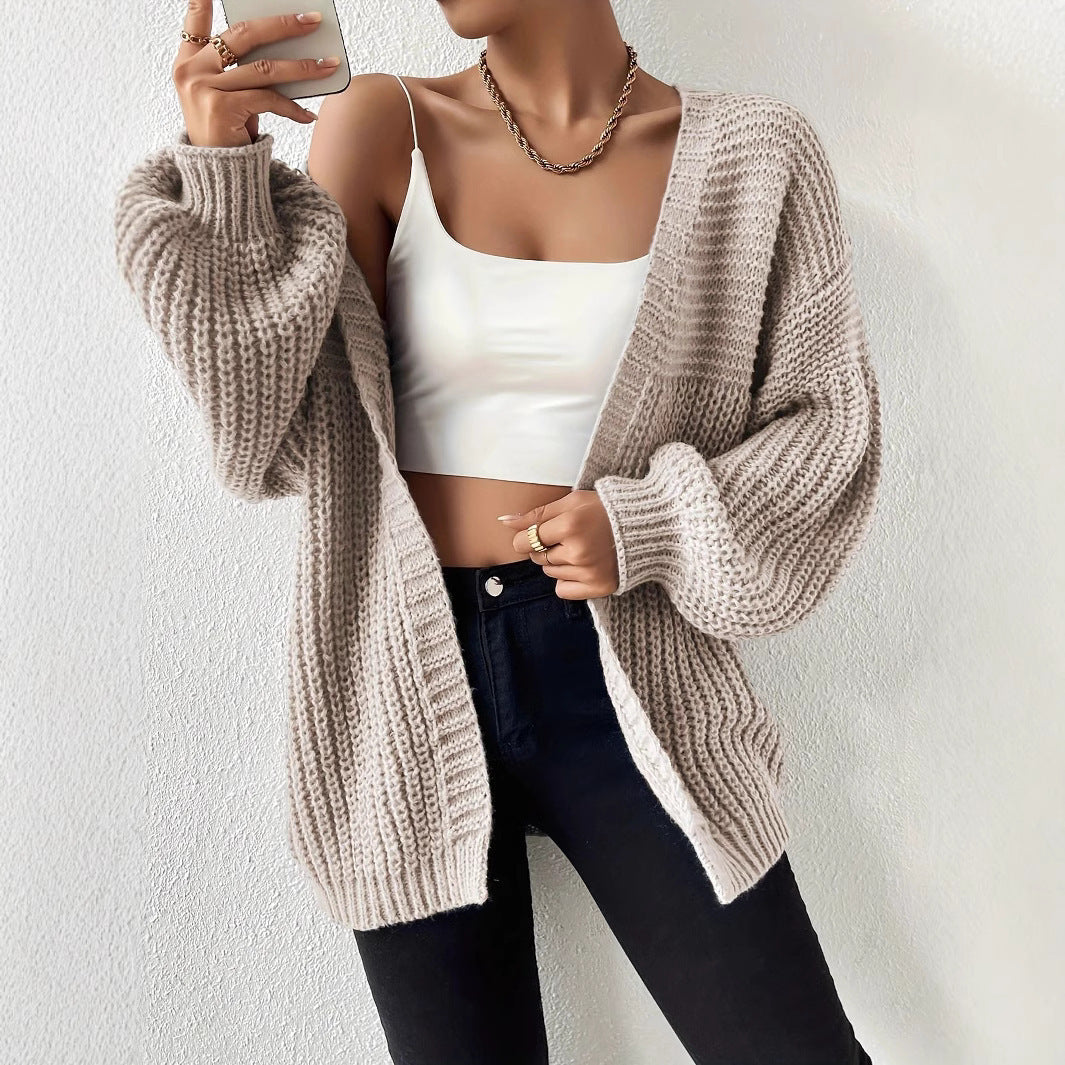 Damen lässige Strickjacke mit oversized Schnitt und weichem Material Drune