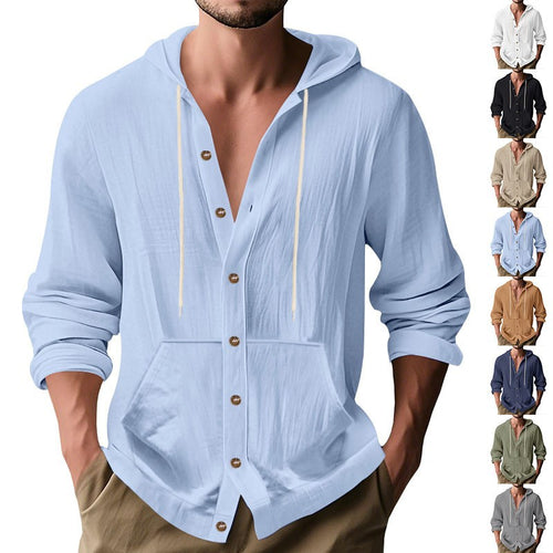 Herren lässiges Kapuzenshirt mit Knopfdetail und praktischen Taschen Drune