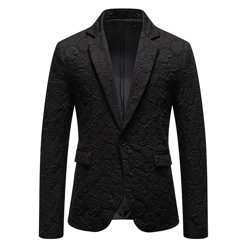 Herren nan strukturiertes Business-Sakko mit floraler Jacquardstruktur und Slim-Fit Drune