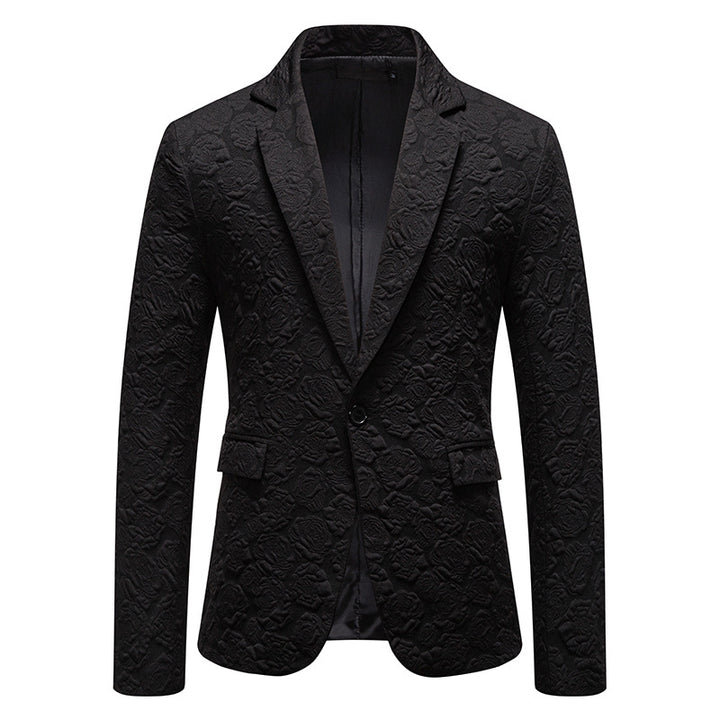 Herren nan strukturiertes Business-Sakko mit floraler Jacquardstruktur und Slim-Fit Drune