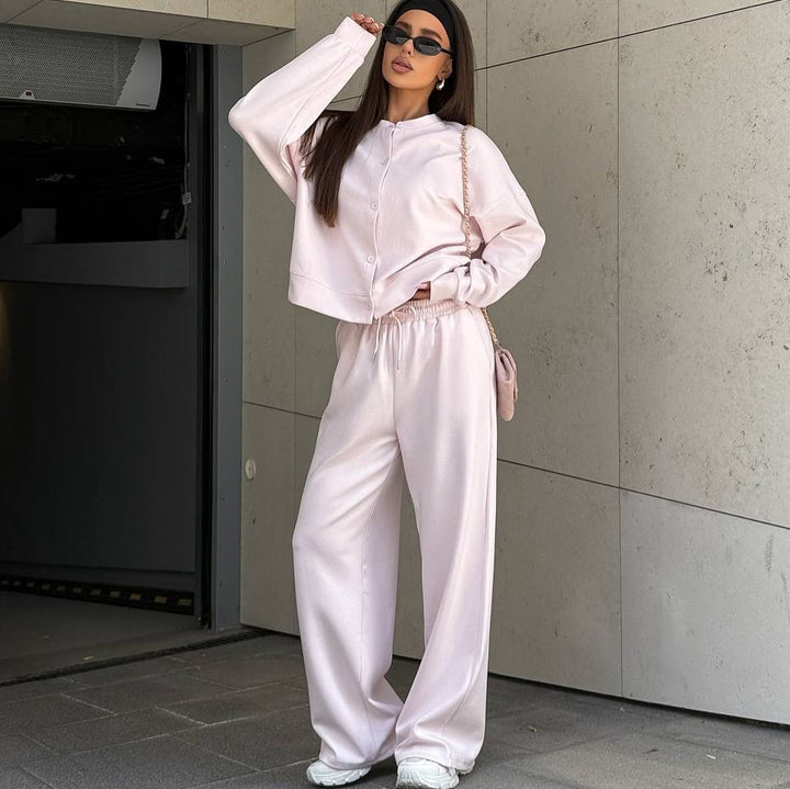 Damen sportliches Freizeit-Set mit lockerem Schnitt und praktischen Taschen Drune