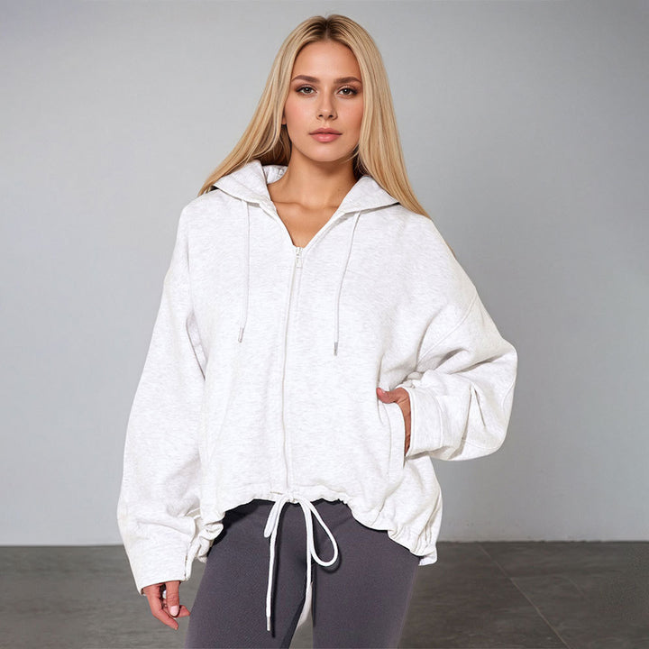 Damen Oversized Kapuzenpullover mit Kordelzug und seitlichen Taschen Drune