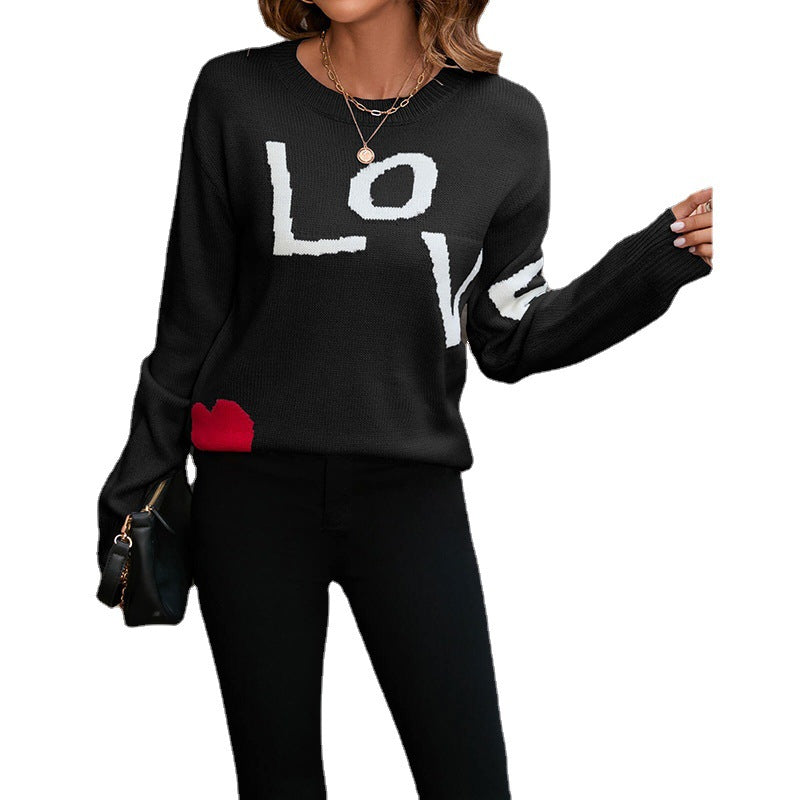 Damen Designer Pullover mit Schriftzug Drune