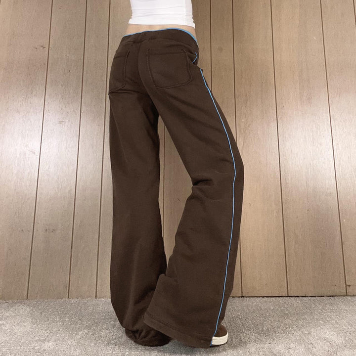 Damen komfortable Freizeithose mit breitem Bein und elastischem Bund Drune