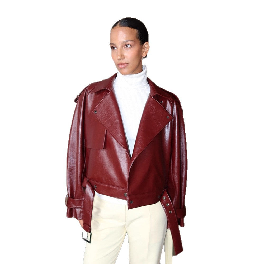 Damen kunstleder Jacke mit eleganter Schnittführung Drune