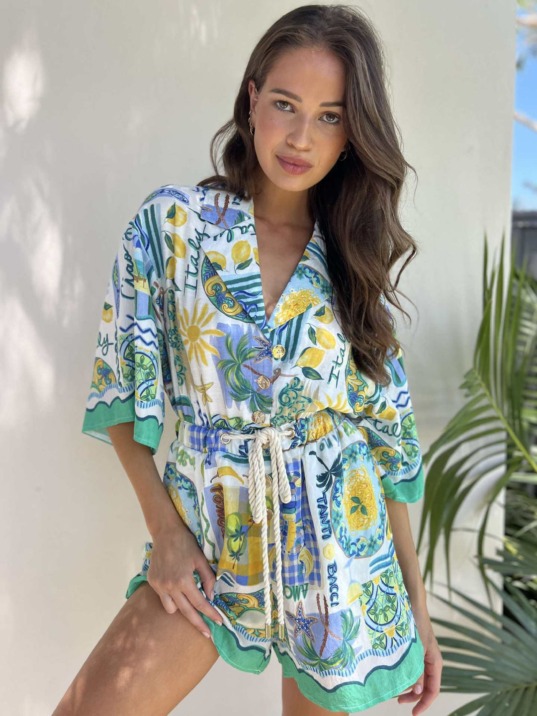 Damen Strandkleid mit buntem Muster Drune