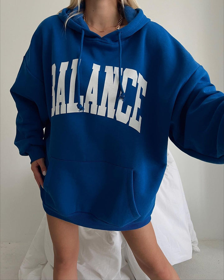 Damen Oversized Kapuzenpullover mit auffälligem Logo Drune
