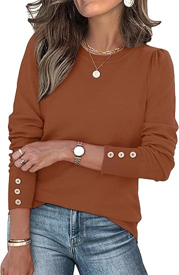 Damen lässiger Pullover mit Knopfdetails Drune