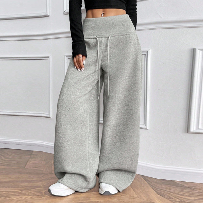 Damen bequeme und weit geschnittene Freizeithose mit elastischem Bund Drune