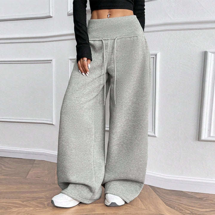 Damen bequeme und weit geschnittene Freizeithose mit elastischem Bund Drune