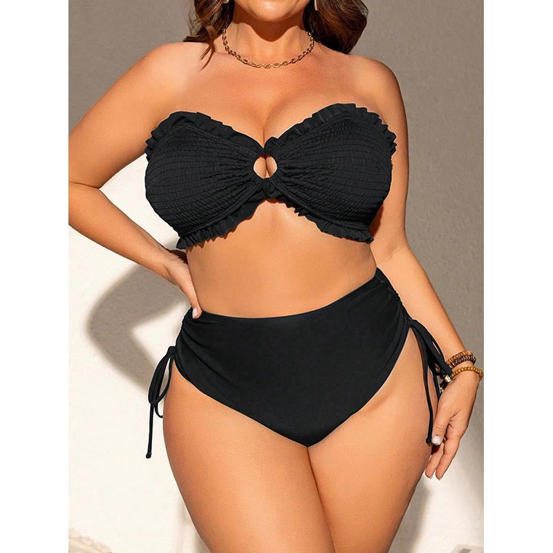 Damen Bandeau-Bikini-Set mit Rüschen und verstellbarem Höschen Drune