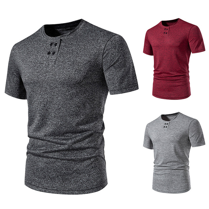 Herren modisches T-Shirt mit strukturiertem Obermaterial und asymmetrischem Kragen Drune